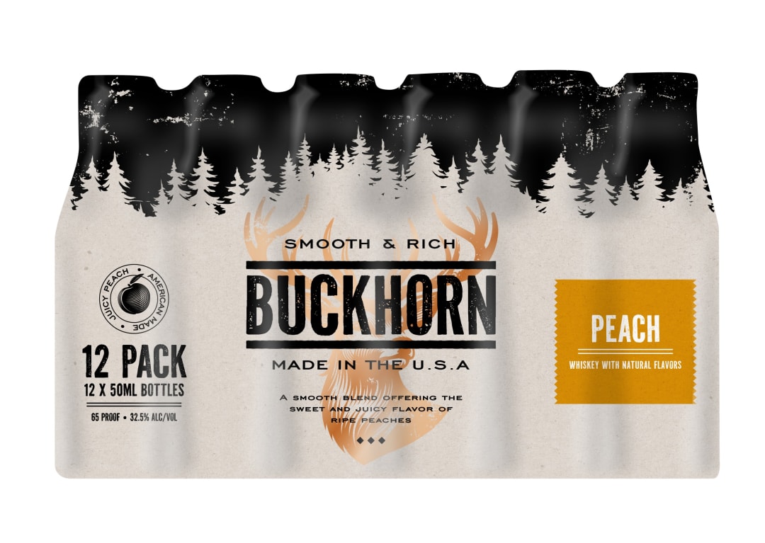 Buckhorn Peach Straight Whiskey 12 Pack 50ml 65 Proof