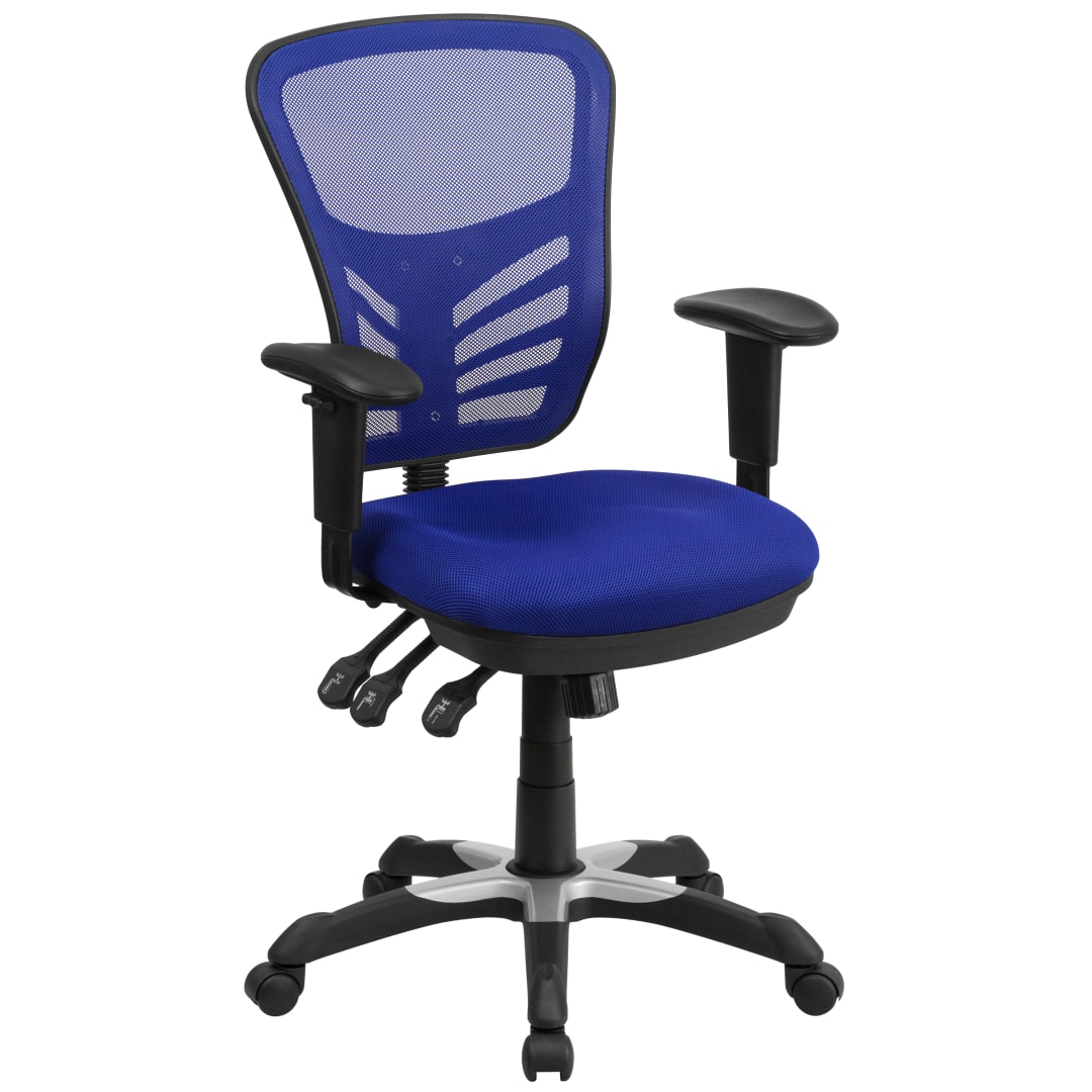 Nicholas Mid-Back Blue Mesh Multifunction Executive Swivel Ergonomic Office Chair with Adjustable Arms