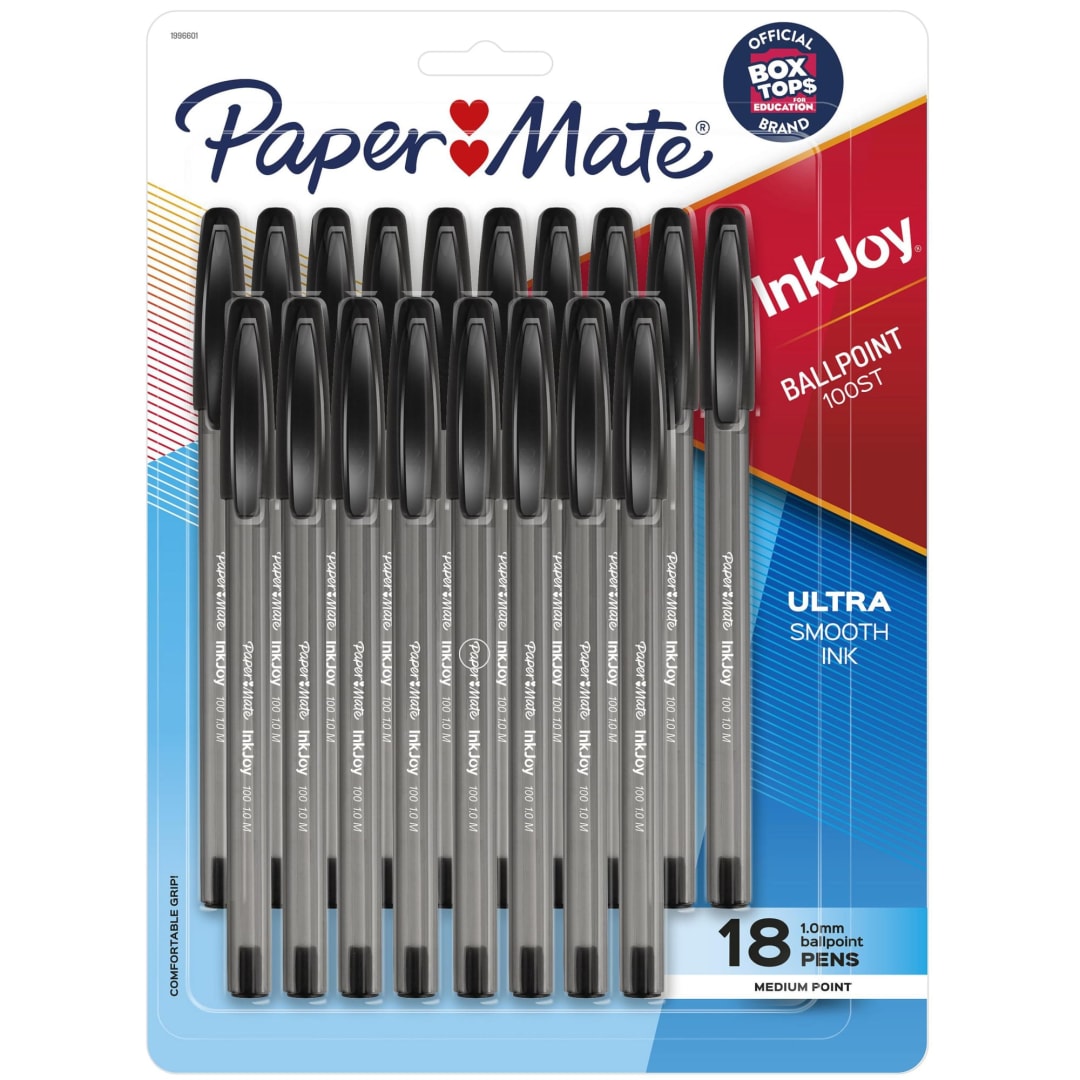 Paper Mate® InkJoy® 100ST Ballpoint Pens, Medium Point (1.0mm), Black, 18 Count