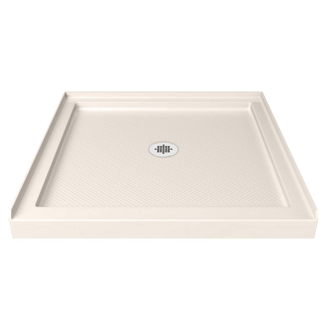 DreamLine SlimLine 42 inch D x 42 inch W x 2 3/4 inch H Center Drain Single Threshold Shower Base in Biscuit