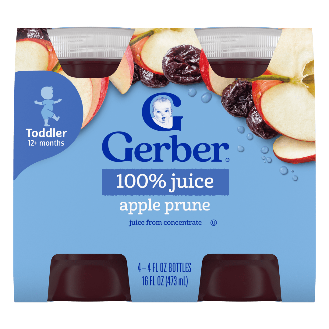 Gerber Apple Prune Juice, Toddler Juice, Toddler Drink, Baby Prune Juice, 12+ Months, 4PK