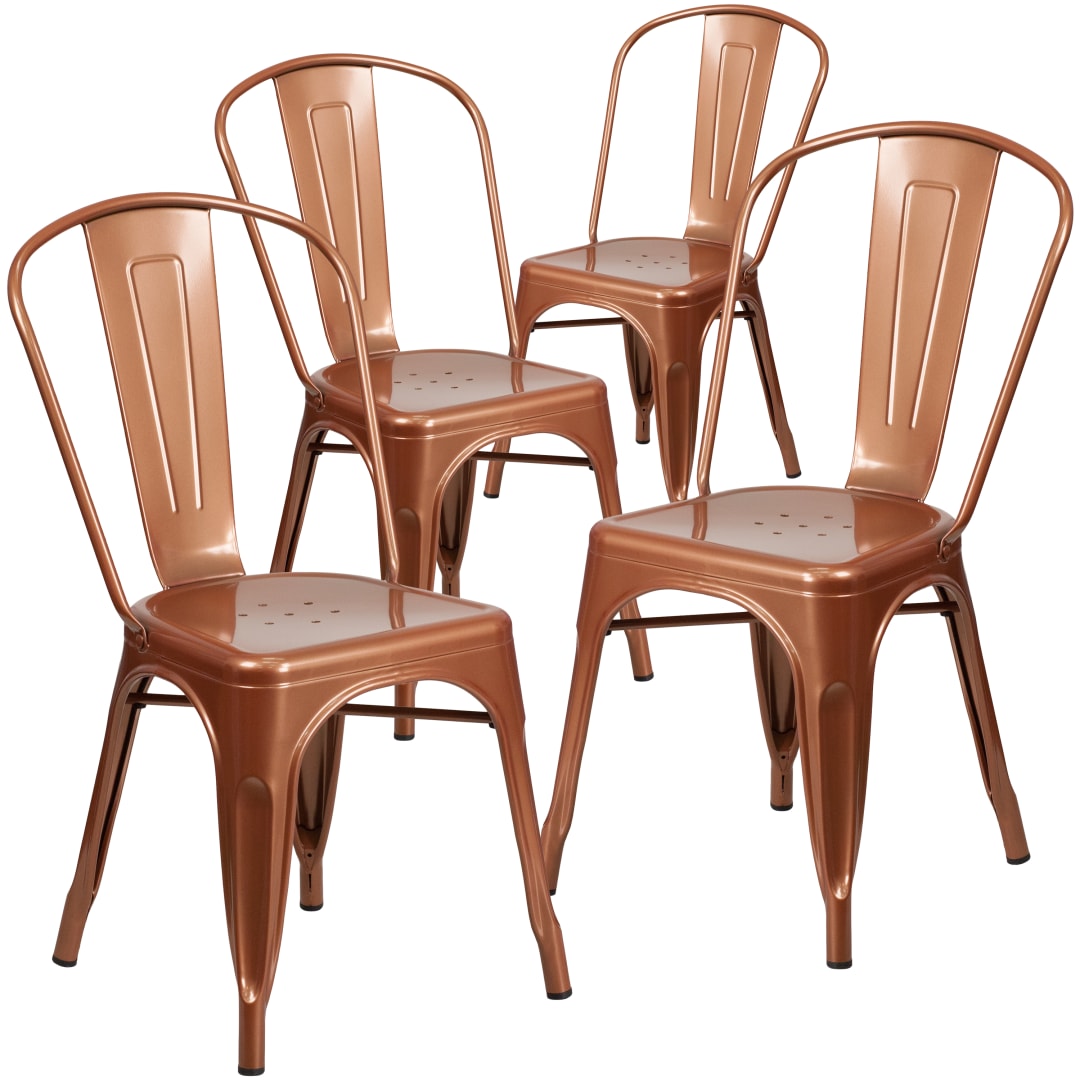 Blake Commercial Grade 4 Pack Copper Metal Indoor-Outdoor Stackable Chair
