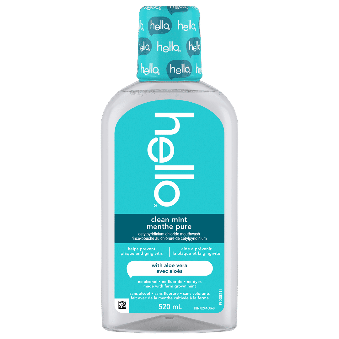 rince-bouche hello Clean à la menthe, sans alcool, à l'aloe vera, rince-bouche sans fluorure contre la mauvaise haleine, 520 ml