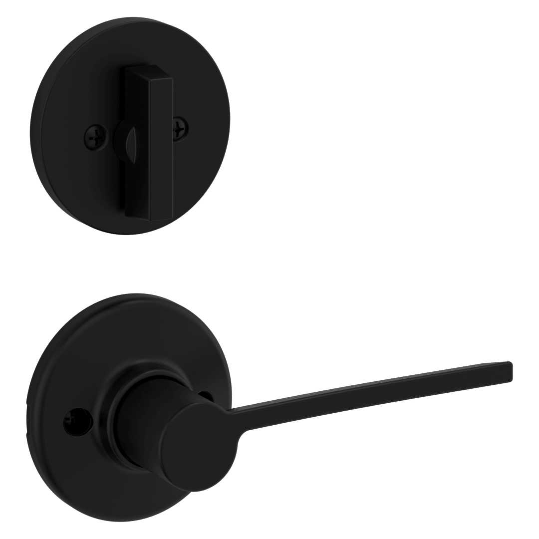 604 Single Cylinder Interior Pack w/ Ladera Left-Handed Lever for Kwikset Series Handlesets in Matte Black