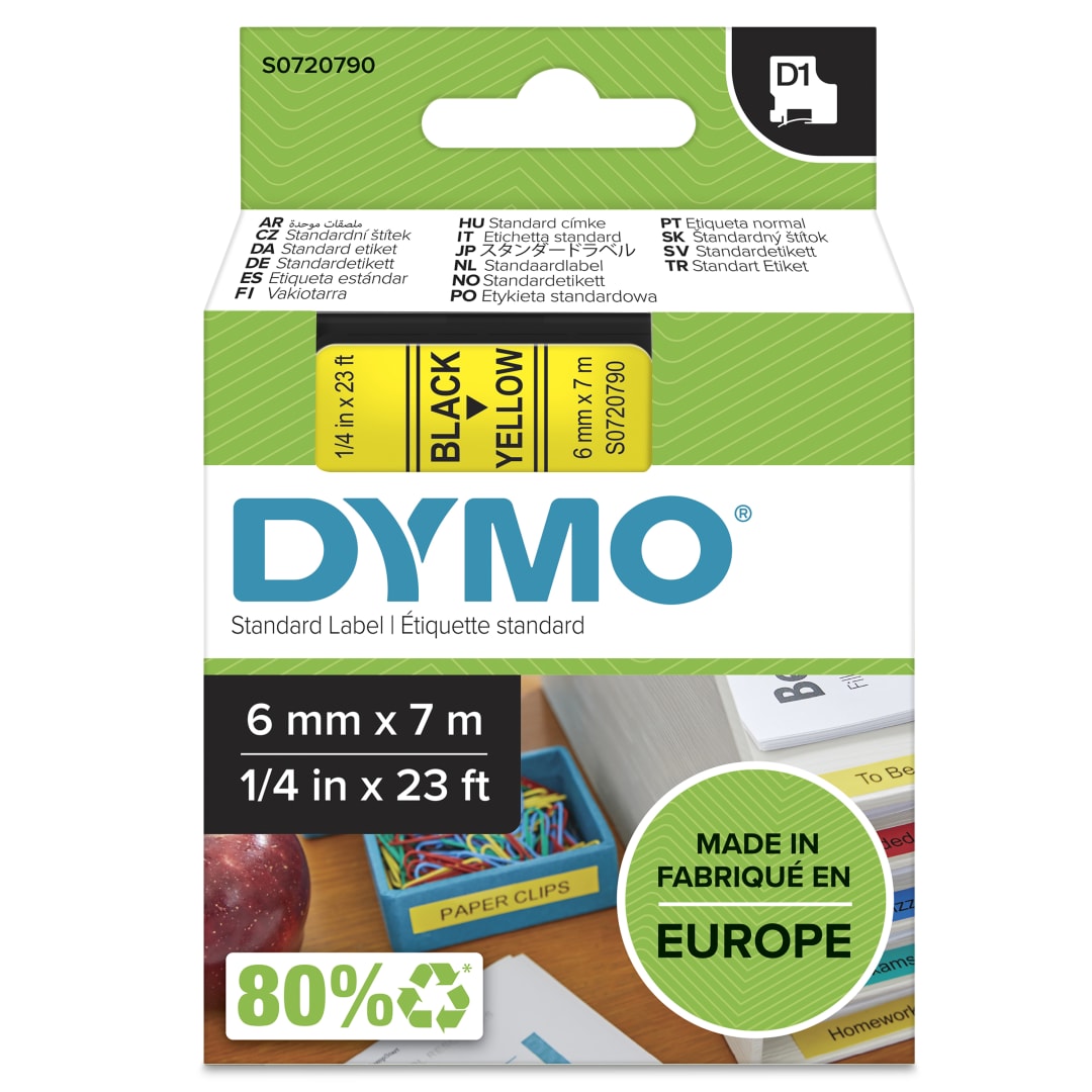 DY D1 6MMX7M BLK/YLW TAPE EU/ANZ