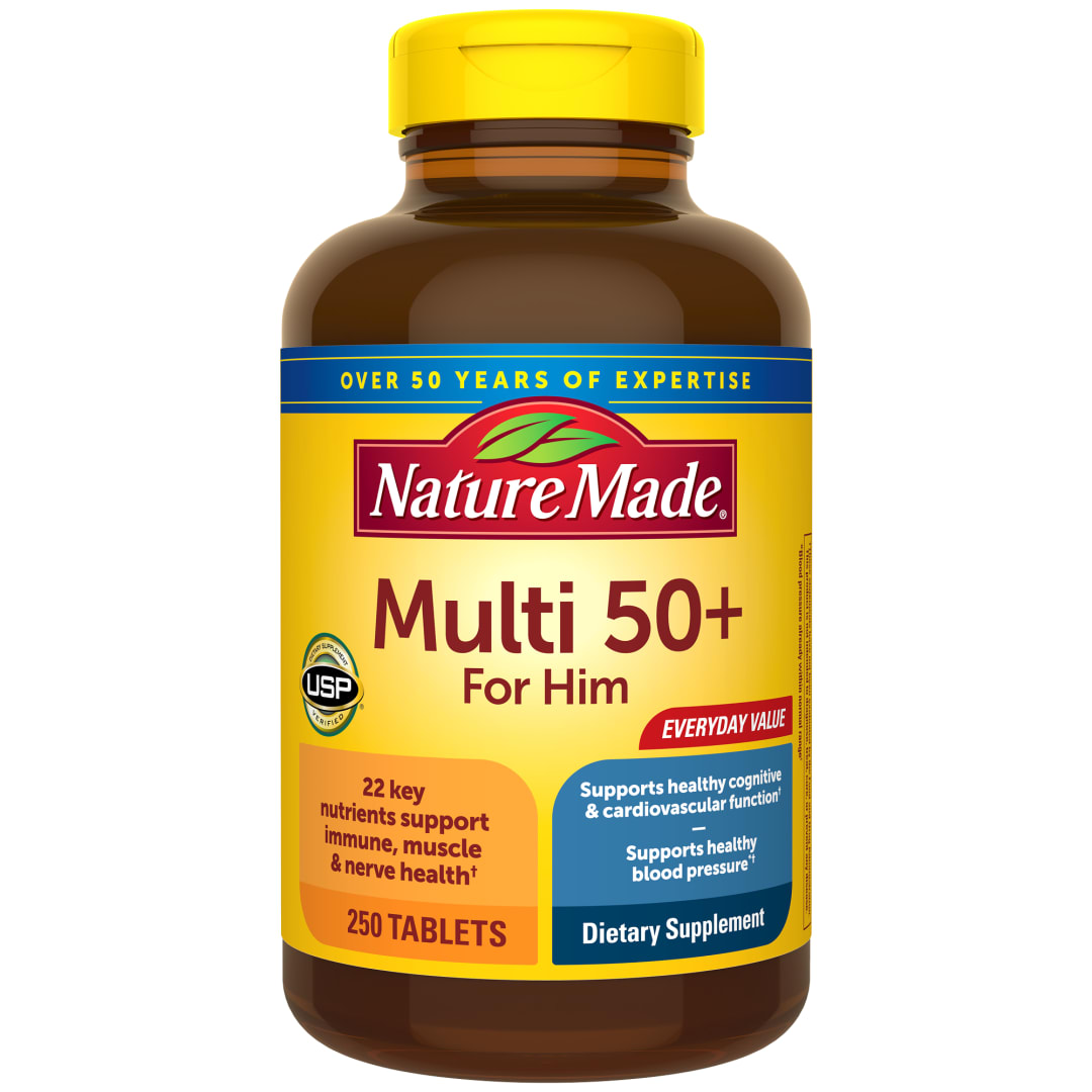 Nature Made Multivitamin For Him 50+, Mens Multivitamins for Daily Nutritional Support, Multivitamin for Men, 250 Tablets, 250 Day Supply