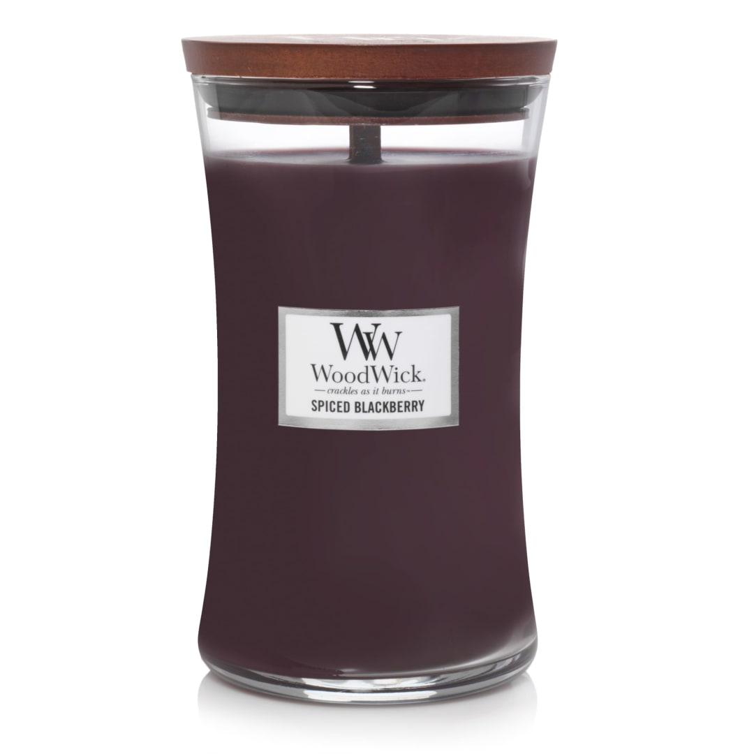 WoodWick® Large Hourglass Scented Candle | Spiced Blackberry | with Crackling Wick | Burn Time: up to 130 Hours