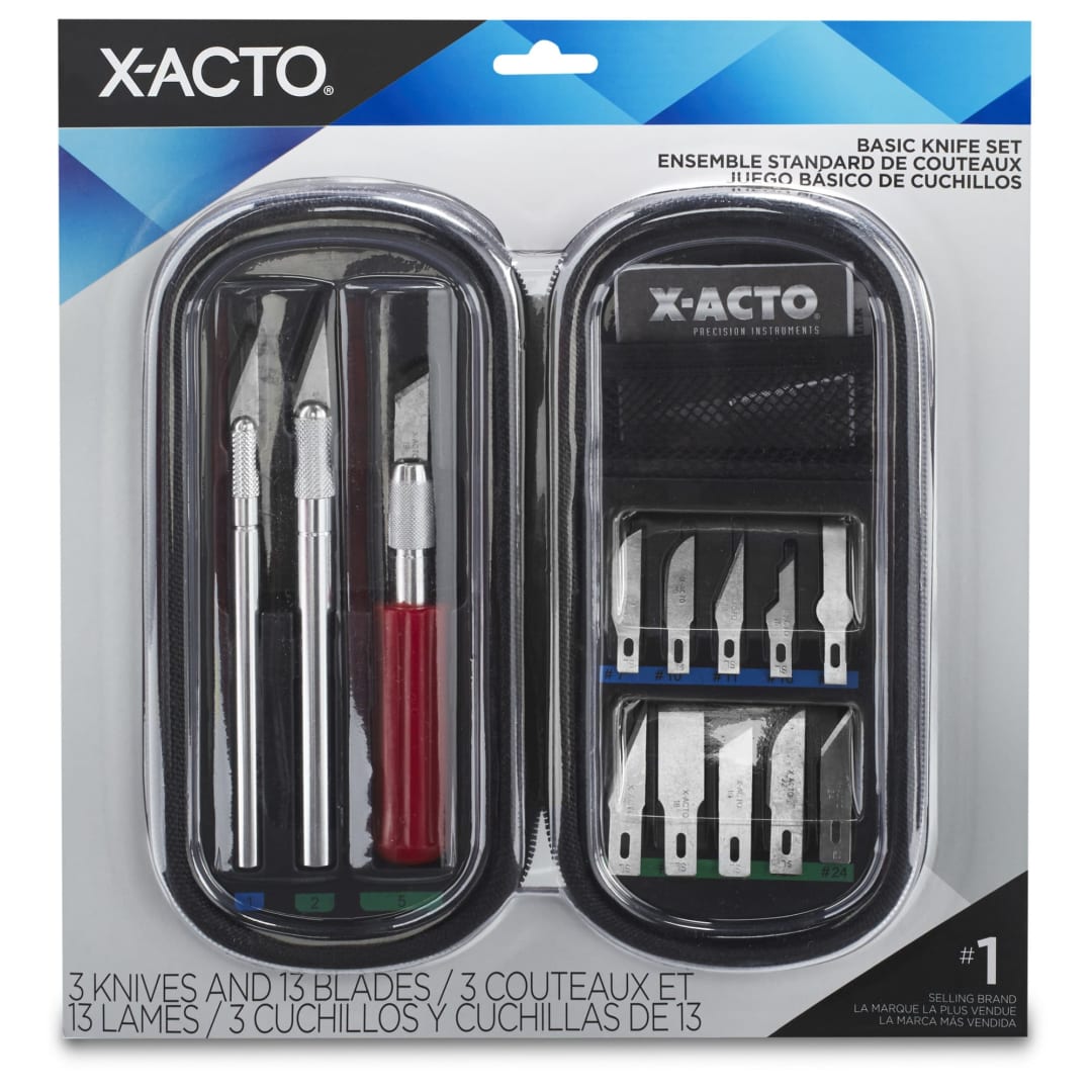 X-ACTO® Compression Basic Knife Set, 3 Knives, 13 Blades, Soft Carry Case, 17 Count