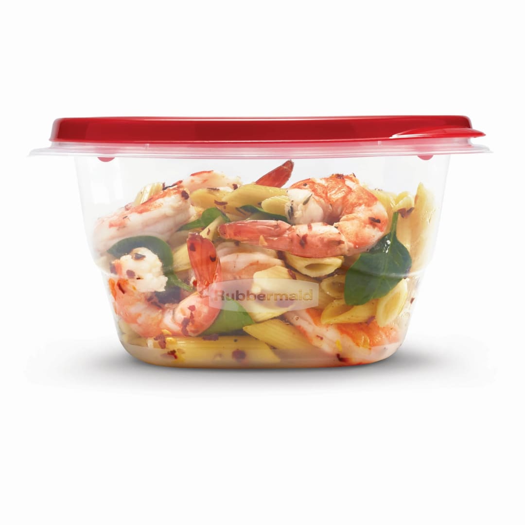 Rubbermaid TakeAlongs Food Storage Containers, Set of 8 (16 Pieces Total), 5.2 Cup Square, Ruby, Great for Meal Prep, Lunch for Adults & Kids, Bento Box Style, Reusable & Stackable