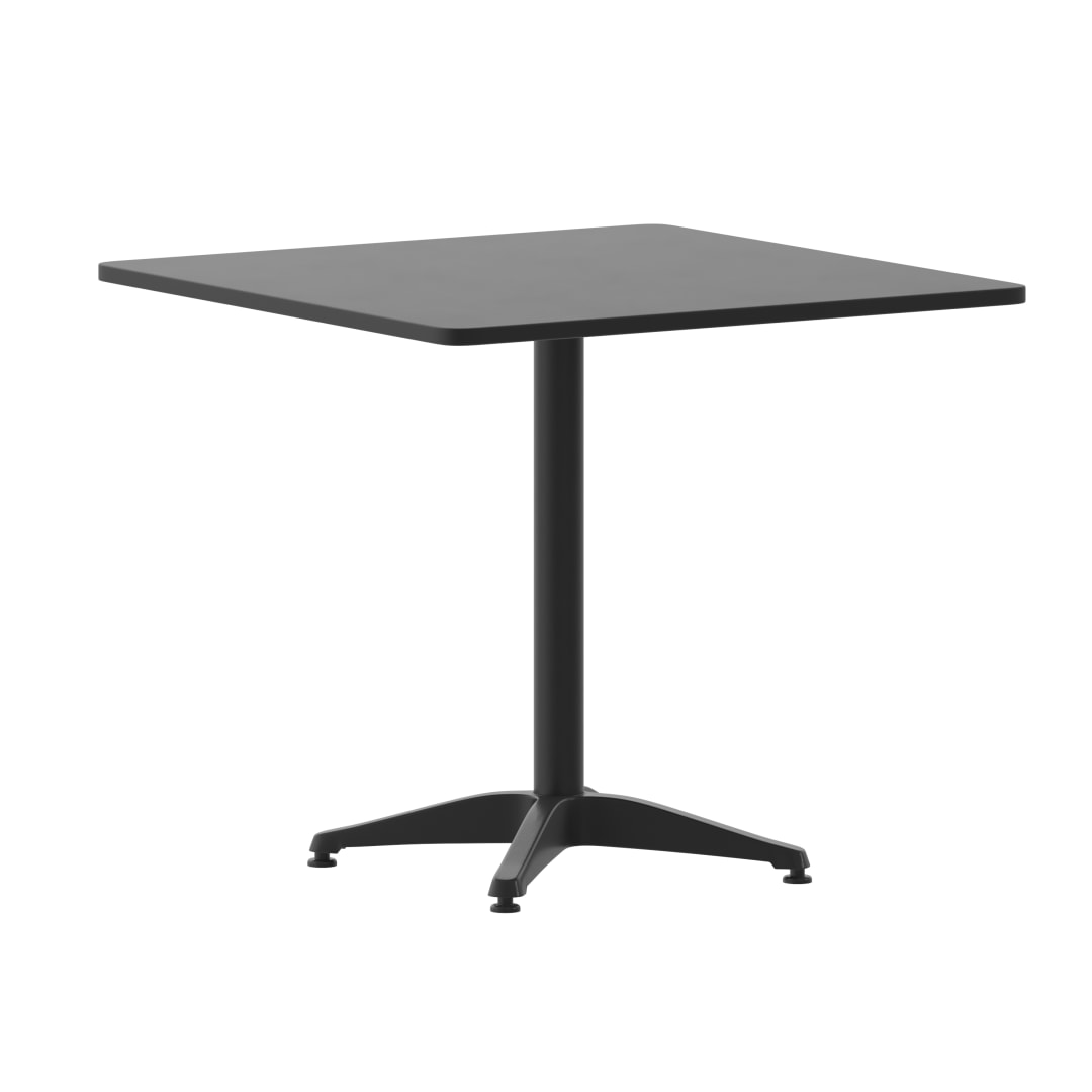 Mellie 31.5'' Black Square Metal Indoor-Outdoor Table with Base