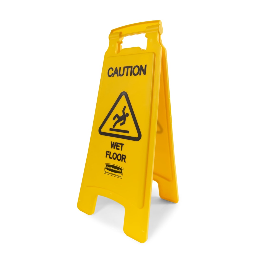 Rubbermaid Commercial Products "Caution Wet Floor" Sign, 2 Sided, 26", Yellow