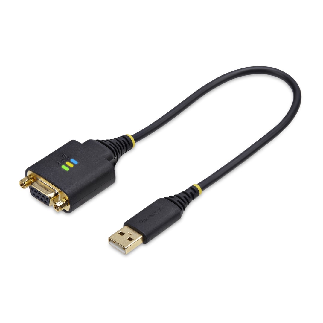 USB to RS232 FTDI null modem cable adapter 1ft COM retention