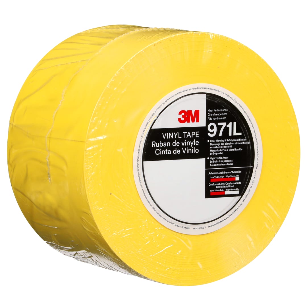 3M™ Dayanıklı Yer İşaretleme Bandı 971L, Yellow, 101.6 mm x 33 m, 0.43 mm, Individually Wrapped Conveniently Packaged
