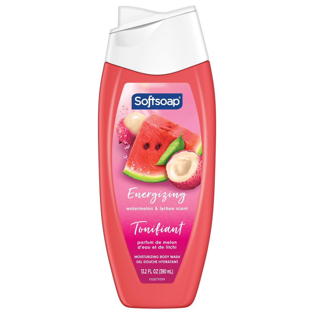 Softsoap Moisturizing Body Wash, Energizing Watermelon and Lychee Scent, 390 mL Bottle