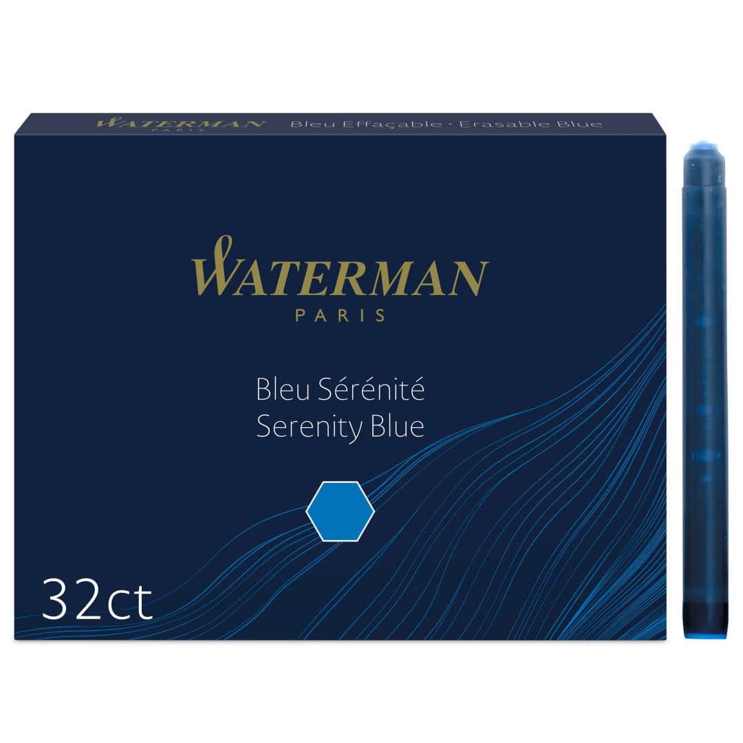 Waterman cartuchos de tinta para plumas estilográficas | largos | azul serenidad | paquete de 32