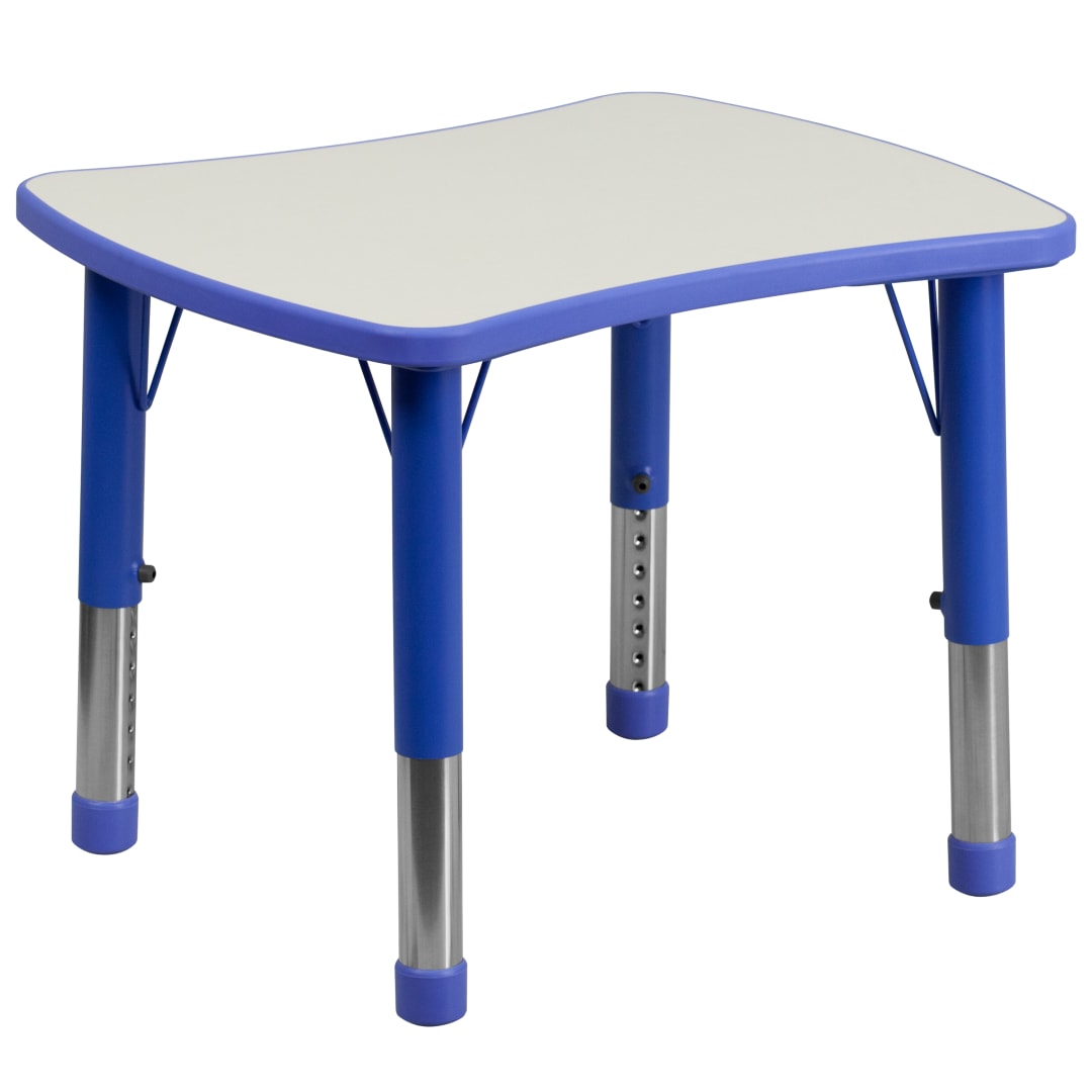 Wren 21.875''W x 26.625''L Rectangular Blue Plastic Height Adjustable Activity Table with Grey Top