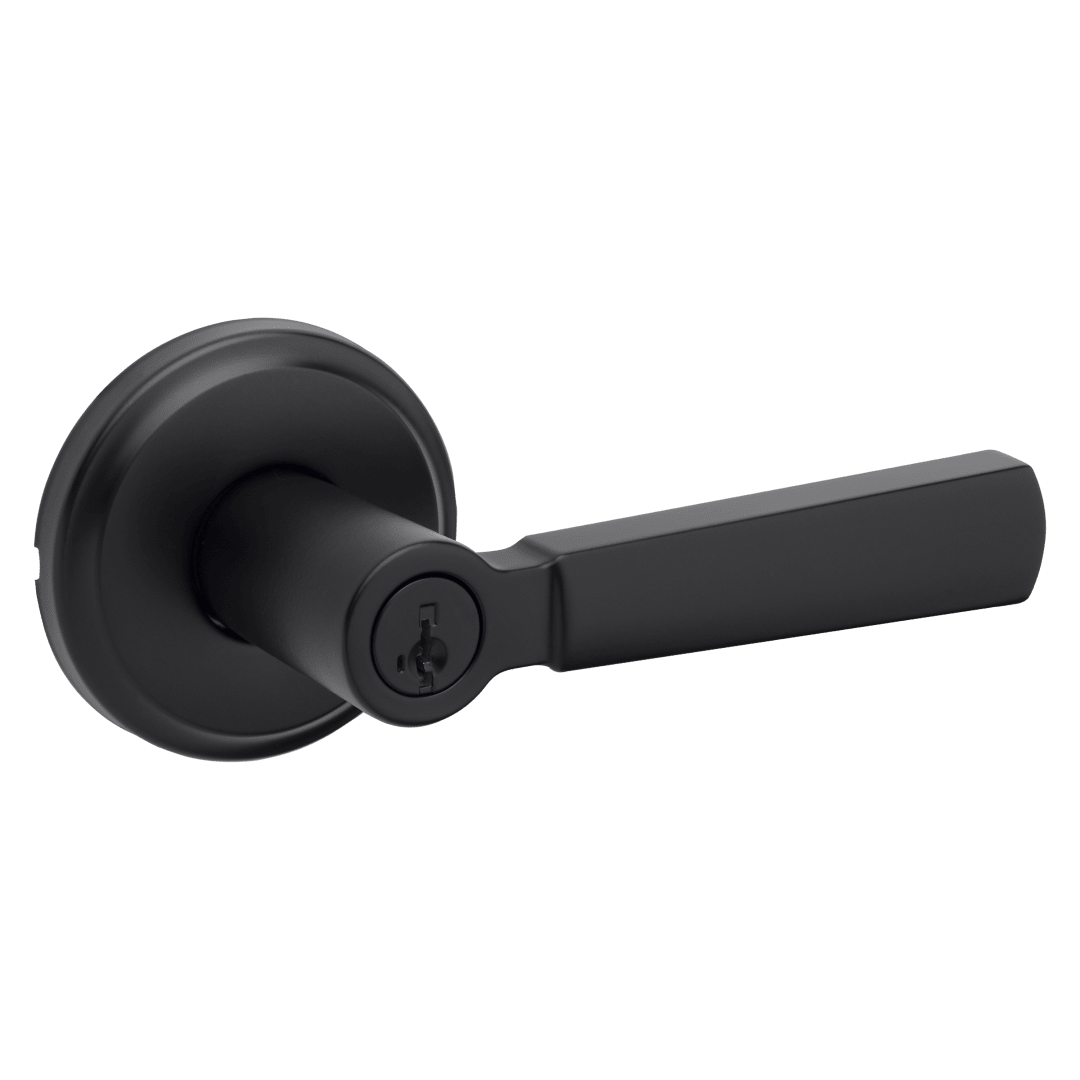 Perth Keyed Entry Lever featuring SmartKey Security™ in Matte Black