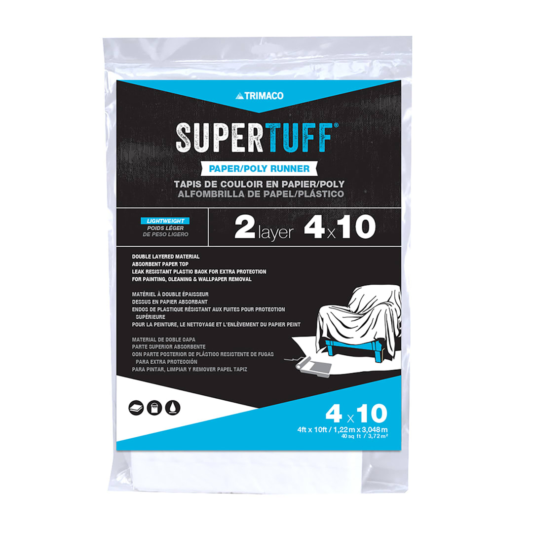 SuperTuff® Paper/Poly Dropcloth, 4'x10'