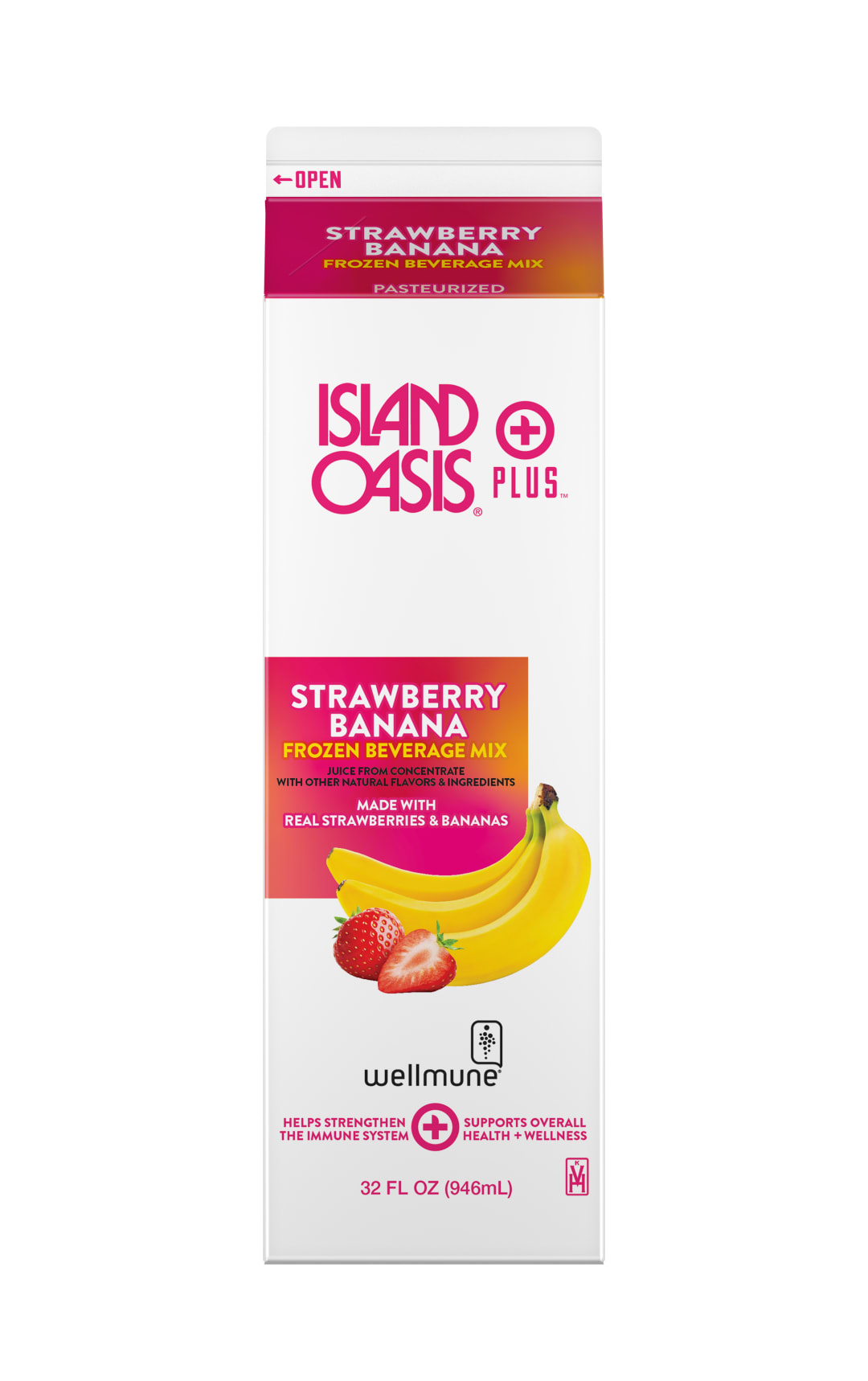 Island Oasis Plus Strawberry Banana Frozen Beverage Mix, 12 x 32 fl oz