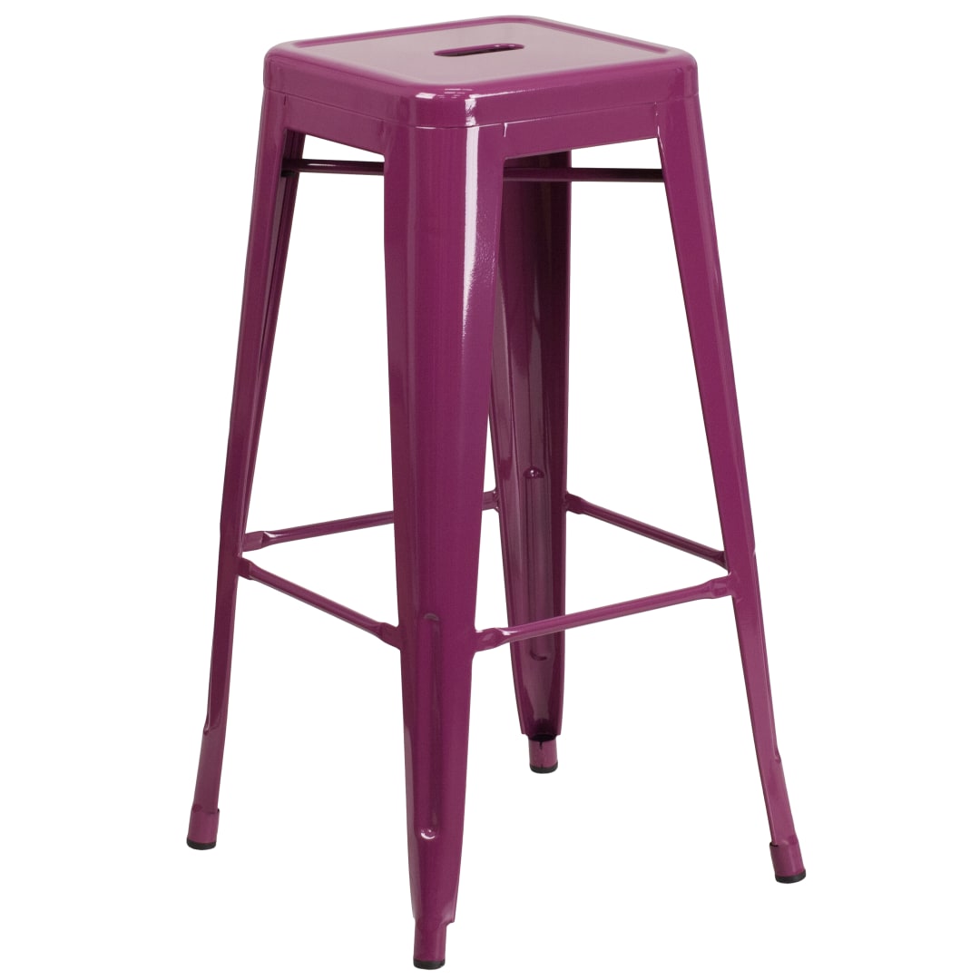 Kai Commercial Grade 30" High Backless Purple Indoor-Outdoor Barstool