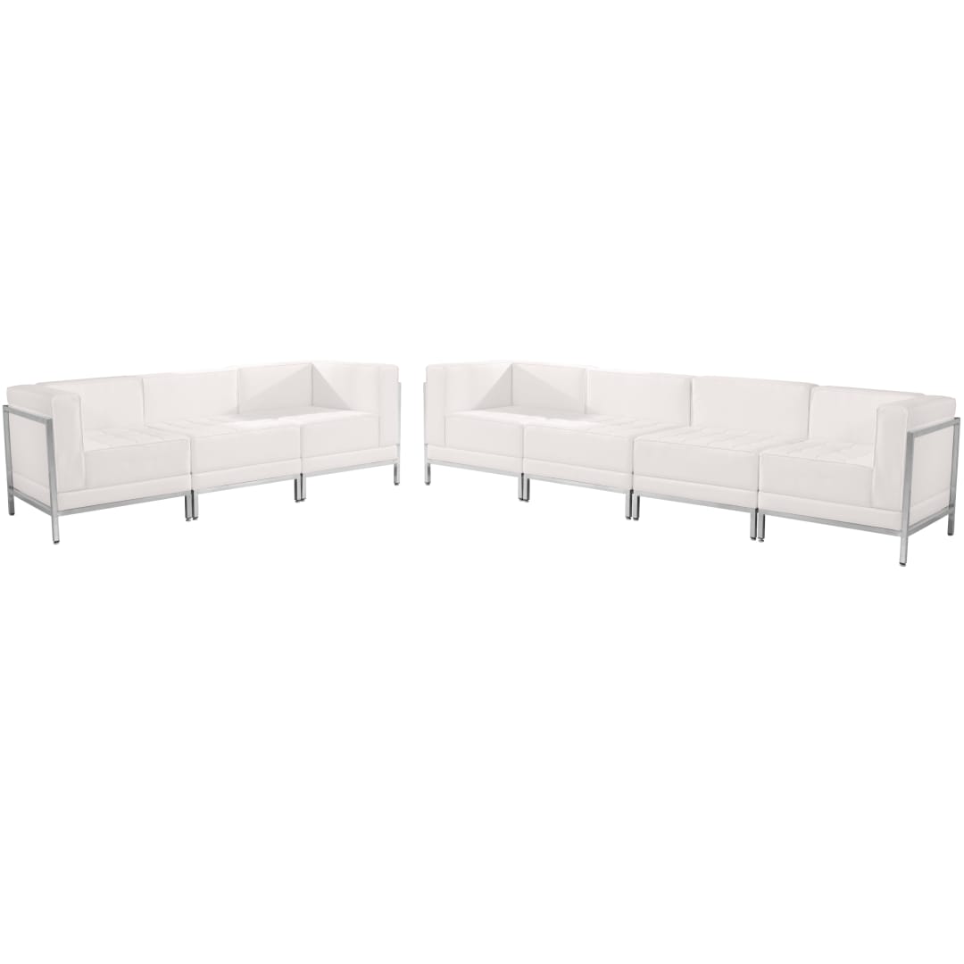 HERCULES Imagination Series Melrose White LeatherSoft Sofa Set with Ganging Clips, 5 Pieces