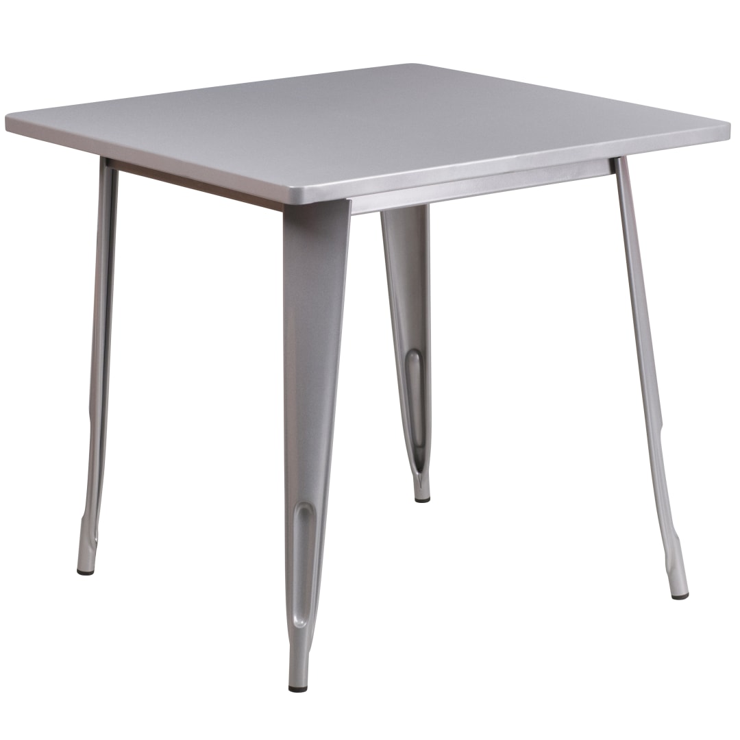 Felix Commercial Grade 31.5" Square Silver Metal Indoor-Outdoor Table