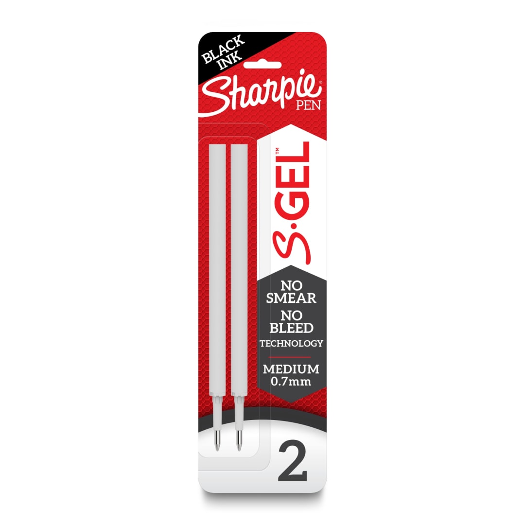 Sharpie® S-Gel Refills, Black Ink Gel Pen Refills, Medium Point (0.7mm), 2 Count