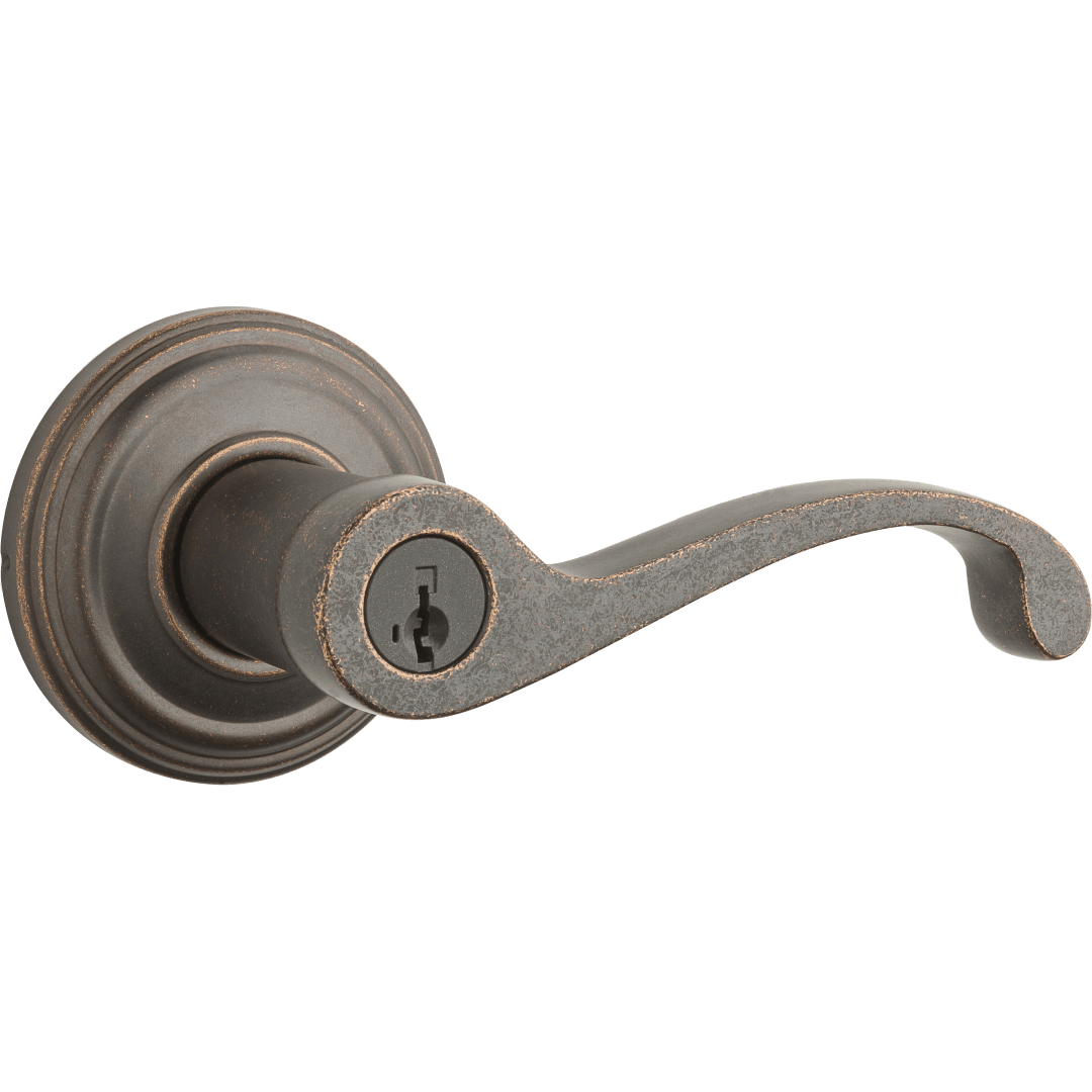 Commonwealth Keyed Entry Lever featuring SmartKey Security™ in Rustic Bronze
