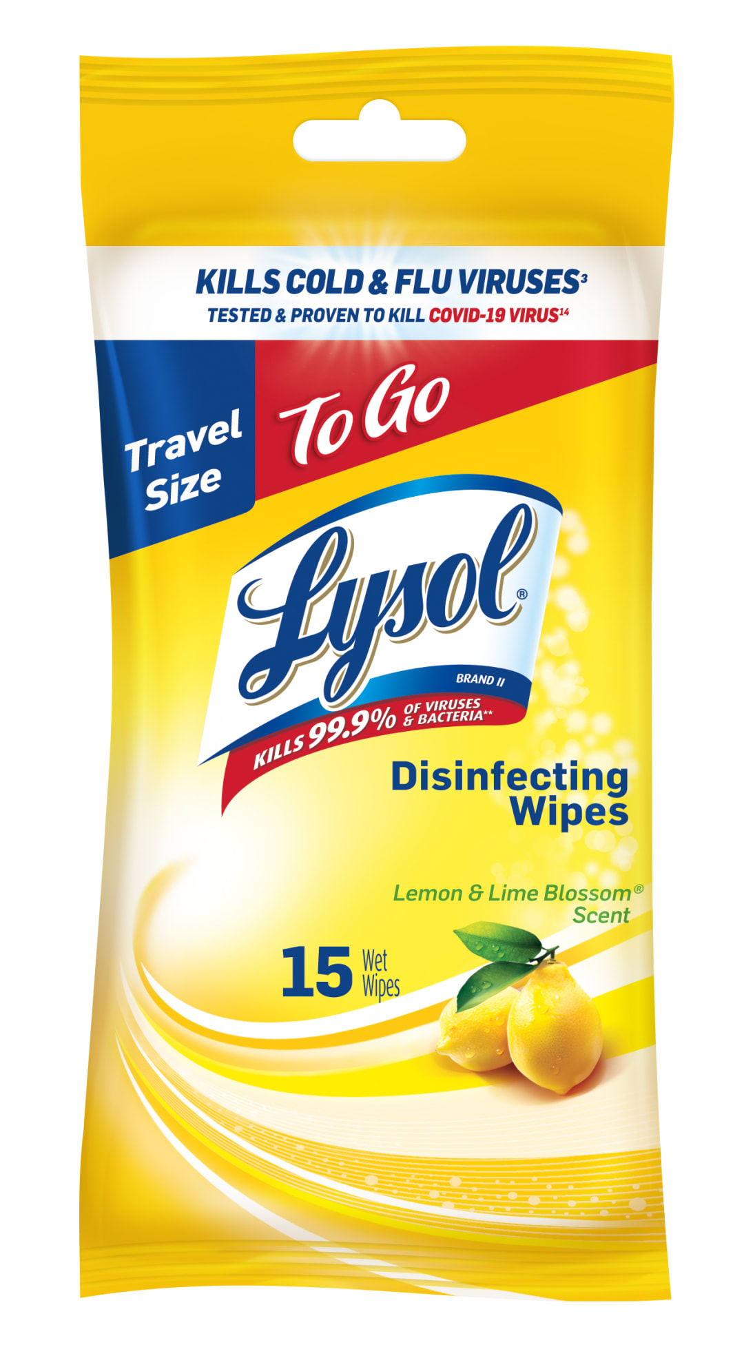 LYSOL® Disinfecting Wipes - Lemon & Lime Blossom® To-Go Flatpack 48/15 ct.