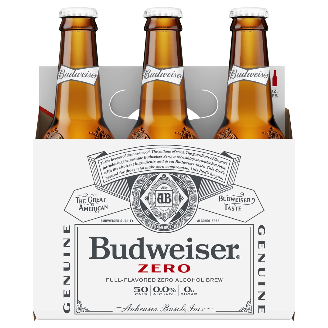 Budweiser® Zero Non-Alcoholic Beer, 6 Pack 12 fl. oz. Bottles