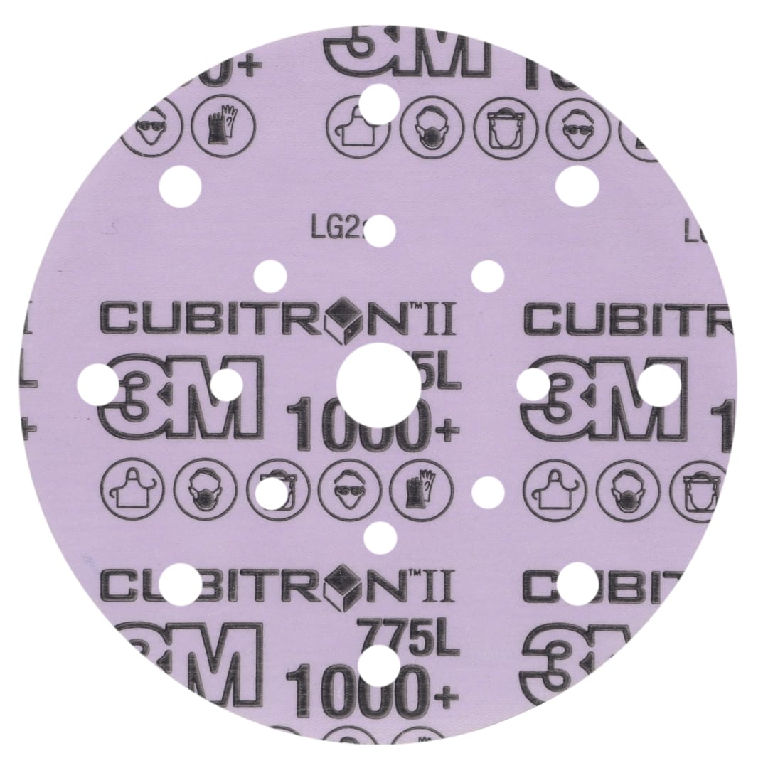3M™ Cubitron™ II Hookit™ 775L Film Disk, 1000+ 3MIL, 152.4 mm x NH, 17HL, Die 600FL, 50/Carton, 250 ea/Case