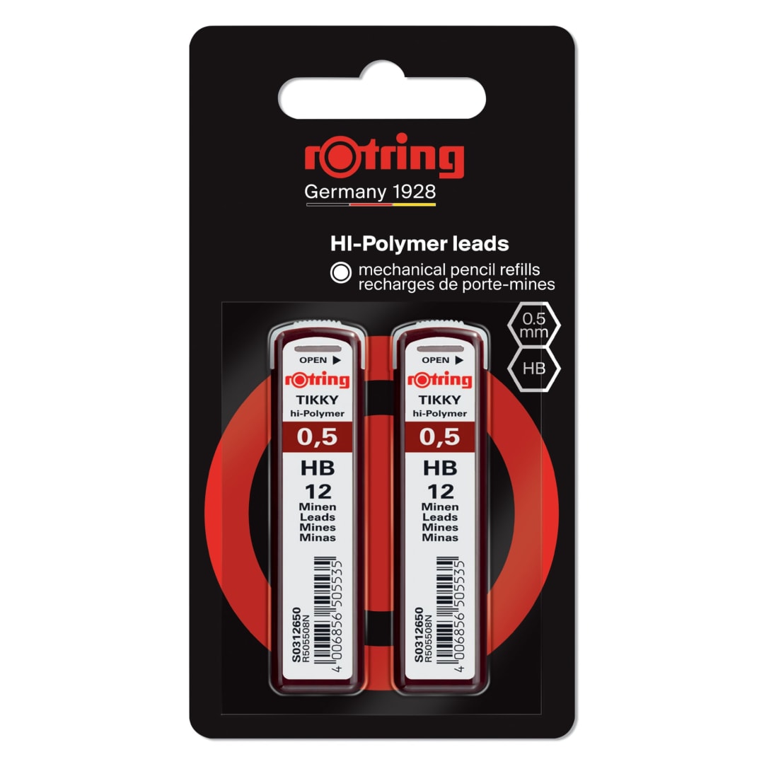 rOtring Tikky Mechanical Pencil Refills | HB Lead, 0.5 mm | Hi-Polymer Pencil Lead