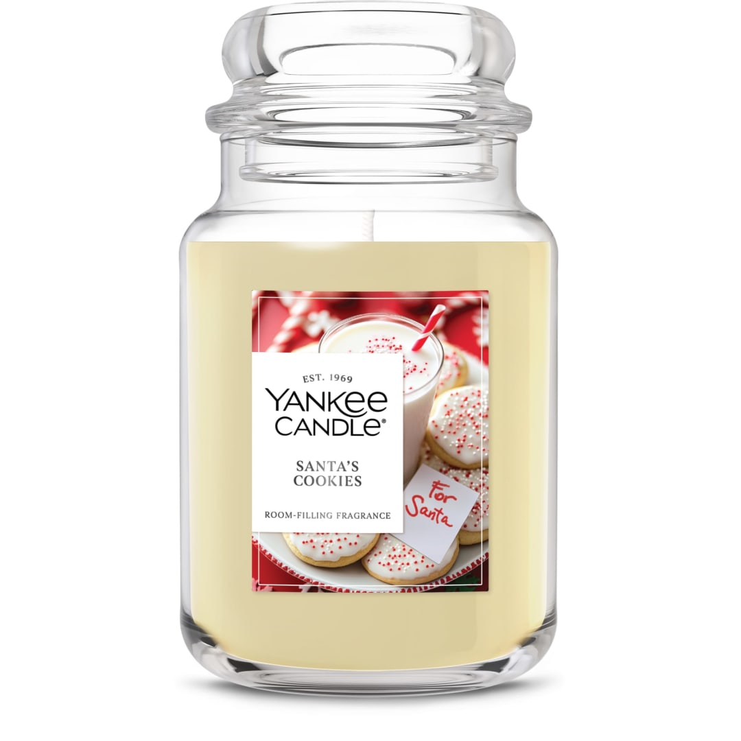 Yankee Candle Large Jar Scented Candle with up to 150 Hour Burn Time, Premium Plant Wax Blend for Consistent Burn, 22 oz Jar Candle with Room Filling Fragrance, Santa's Cookies