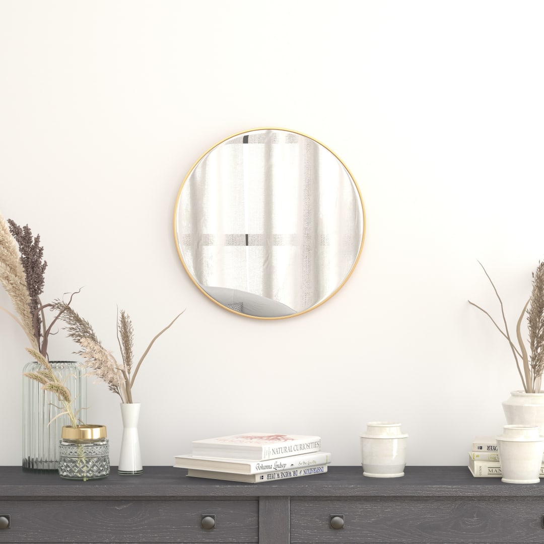 Julianne 20" Round Gold Metal Framed Wall Mirror - Large Accent Mirror for Bathroom, Vanity, Entryway, Dining Room, &amp; Living Room