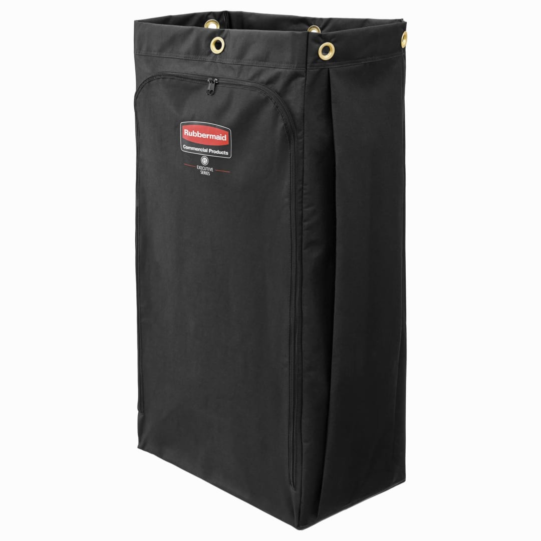 Rubbermaid Commercial Products 30 Gal Executive Canvas Bag for High Capacity Janitorial Cleaning Carts, Vinyl Lining, Black