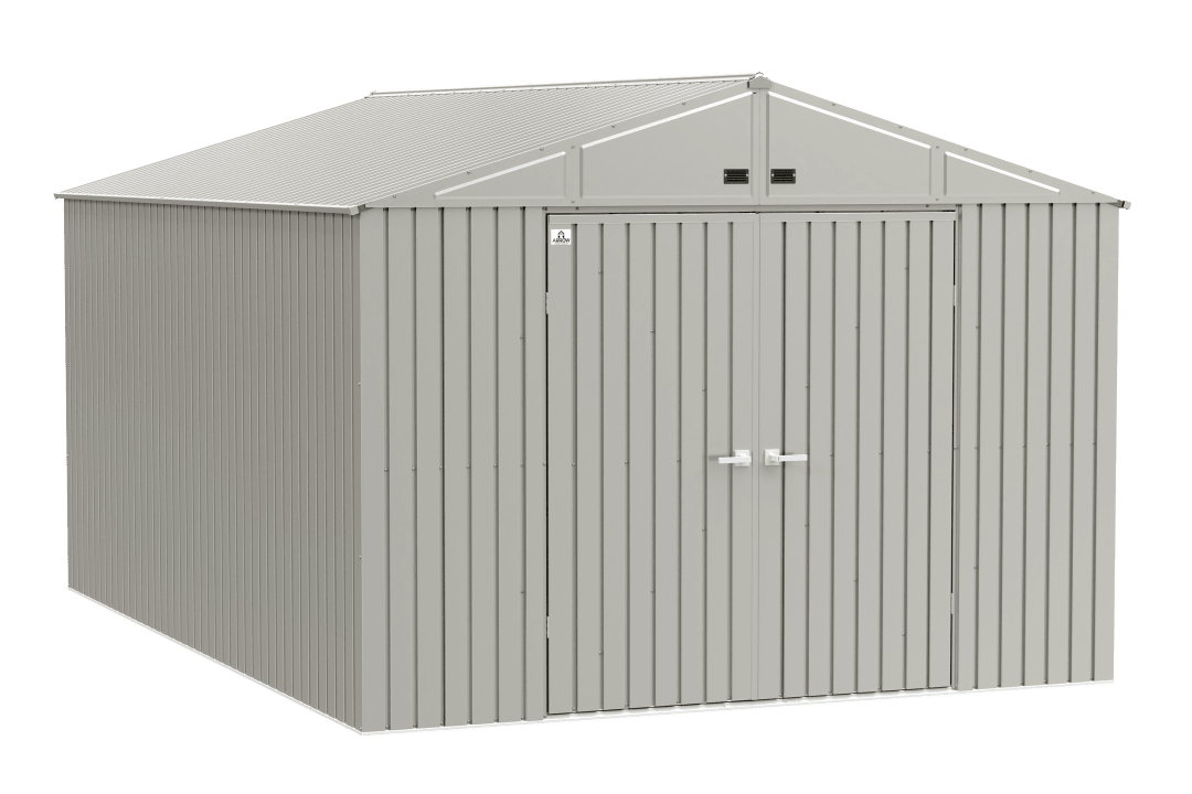 Arrow Elite Steel Storage Shed, 10x14, Cool Grey