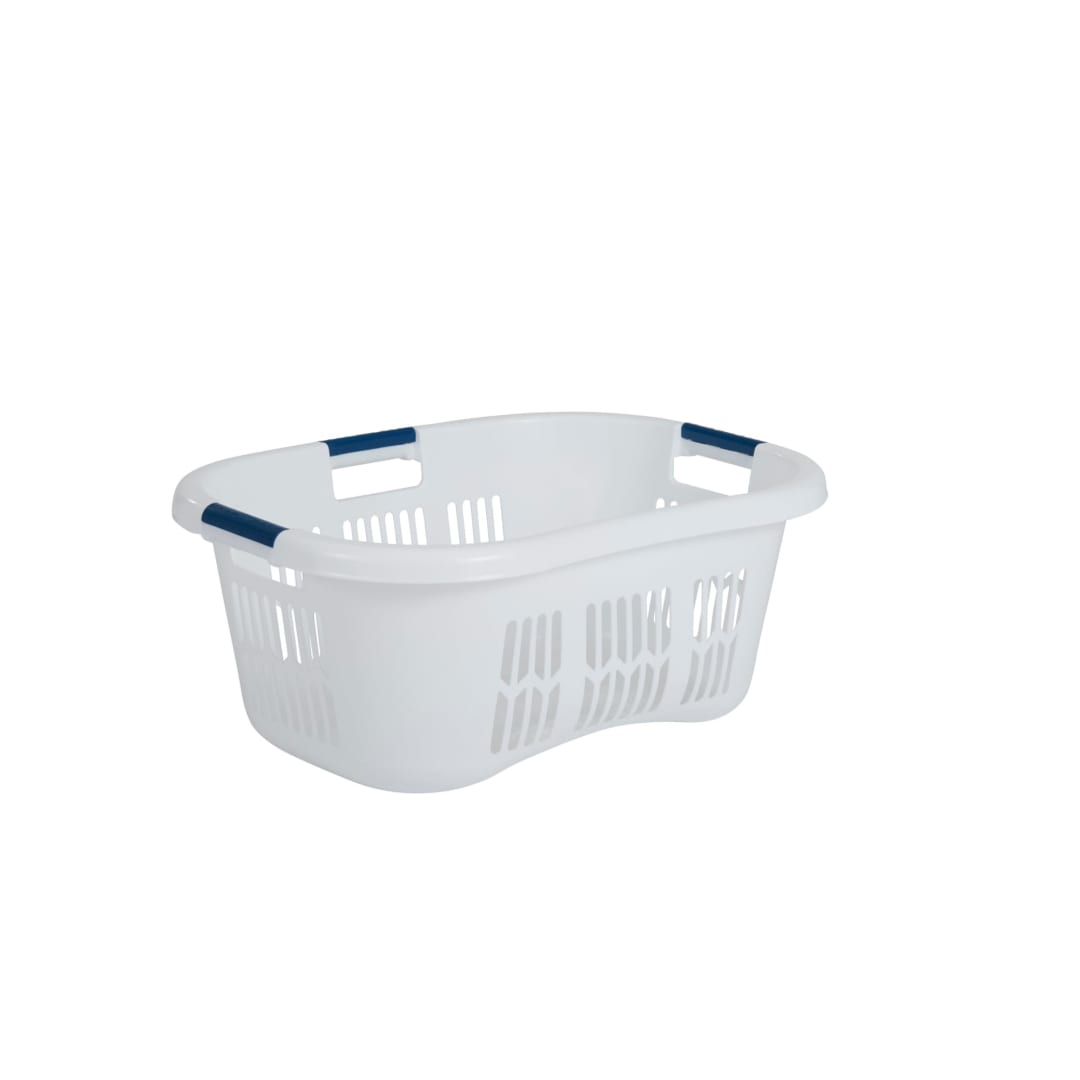 Rubbermaid Hip-Hugger Laundry Basket, White, 1.5 Bushel