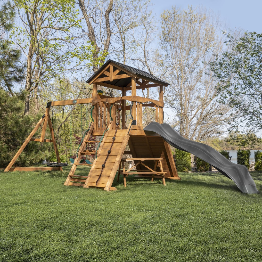 Endeavor II Swing Set With Gray Wave Slide