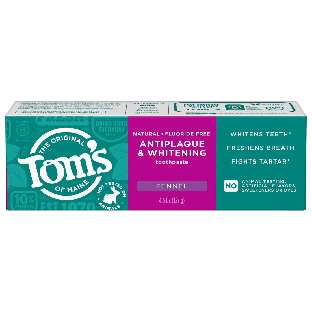 Tom’s of Maine Antiplaque and Whitening Fluoride Free Toothpaste, Fennel Toothpaste