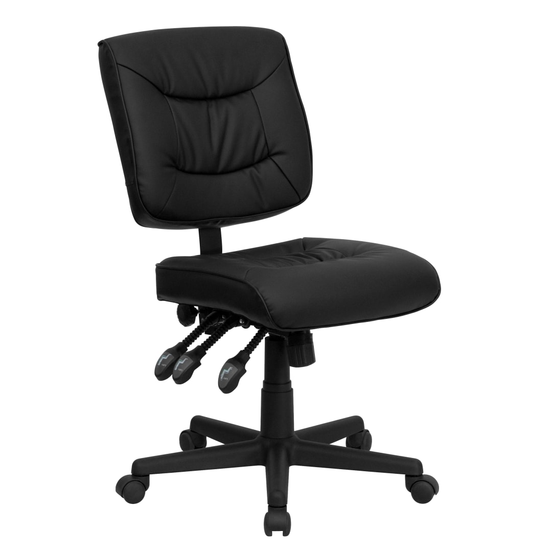 Cole Mid-Back Black LeatherSoft Multifunction Swivel Ergonomic Task Office Chair