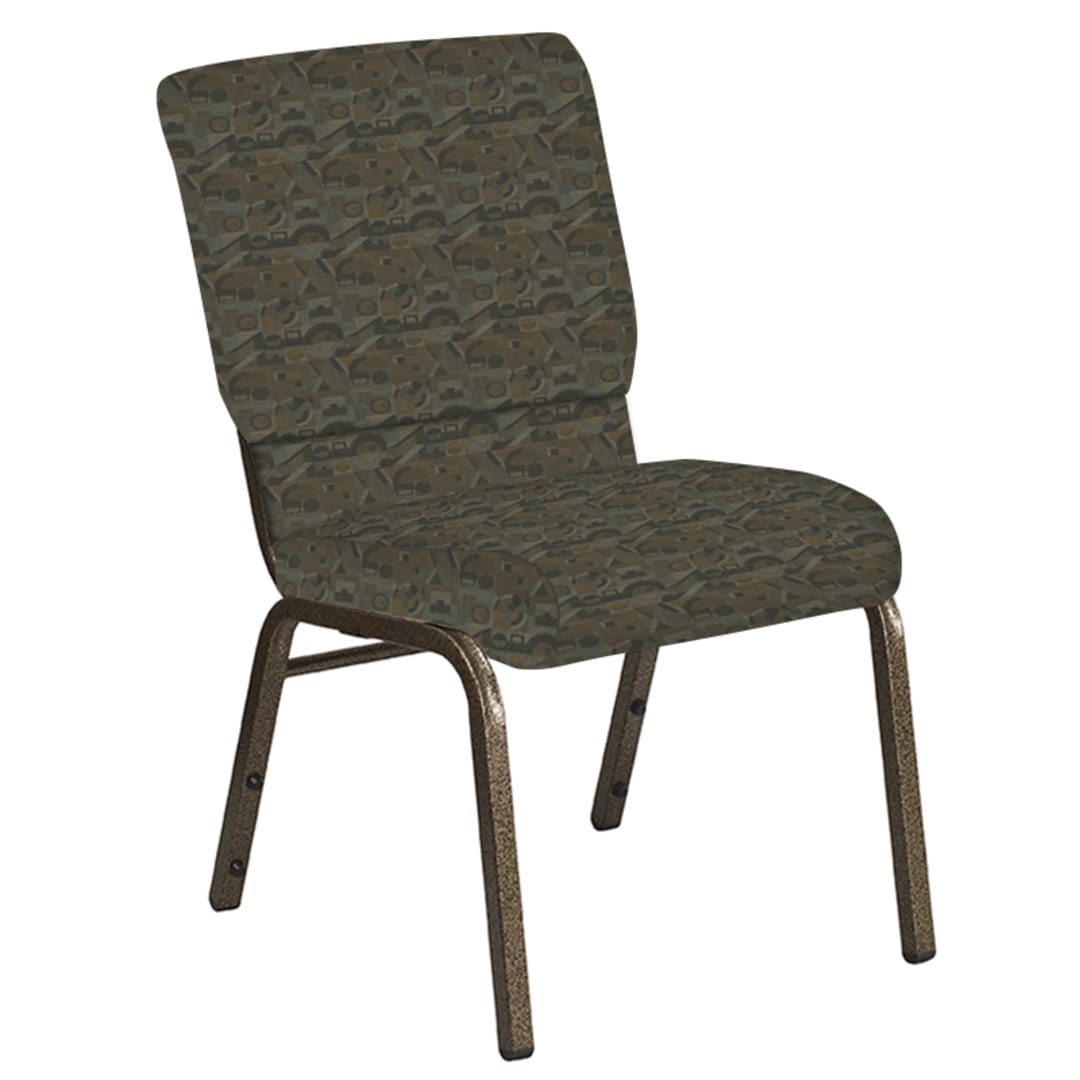 Embroidered 18.5''W Church Chair in Perplex Willow Fabric - Gold Vein Frame