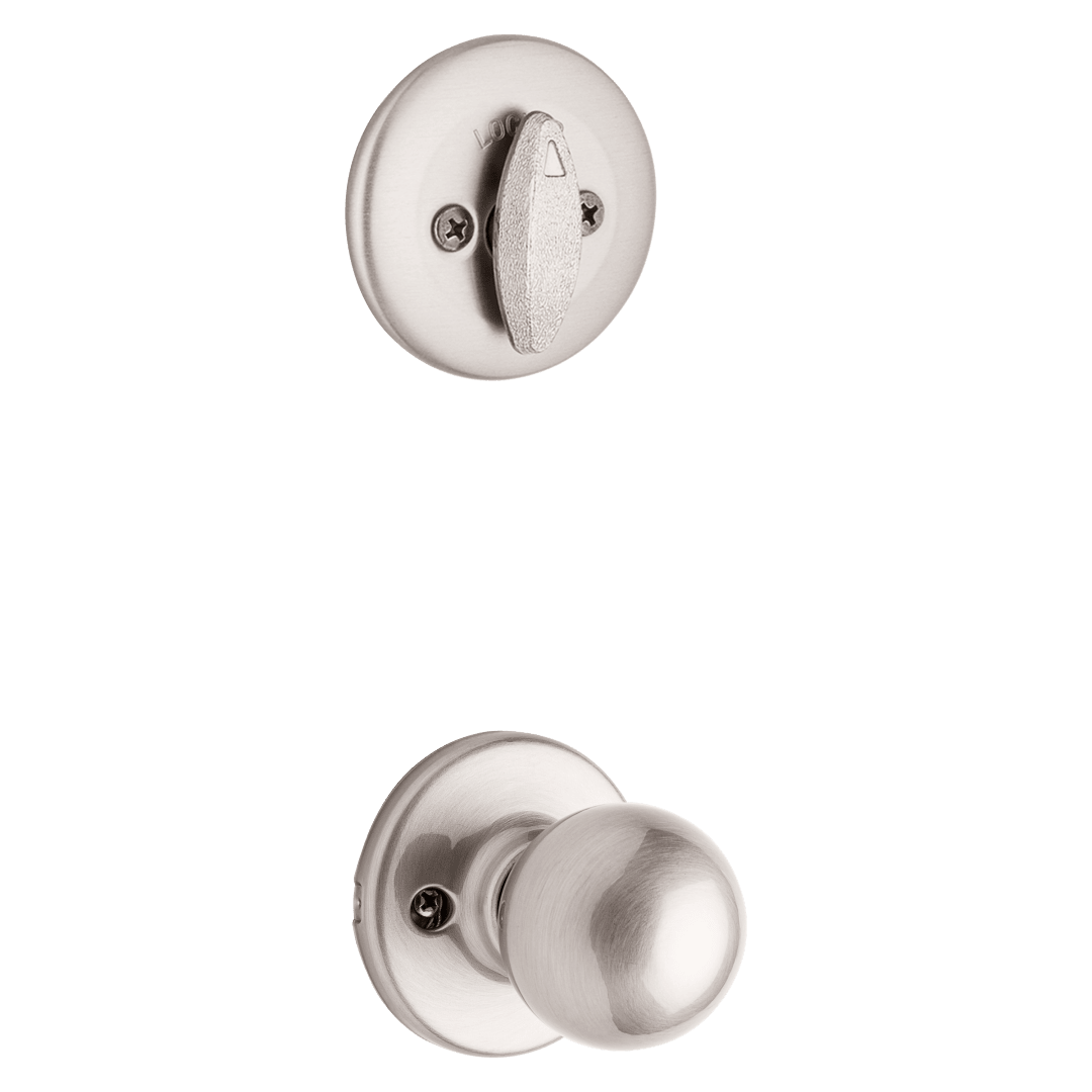 604 Single Cylinder Interior Pack w/Polo Knob for Kwikset Series Handlesets in Satin Nickel