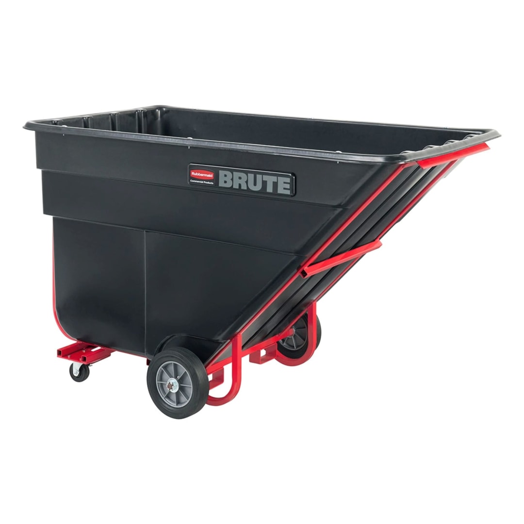 BRUTE Tilt Dump Truck/Trash Cart/Garbage Collection/Recycling for use with Forklift, 1.5 Cubic Yard, Forkliftable, 1500 lbs. Capacity, Black, Distribution Centers/Warehouse/Manufacturing/Construction (FG102542BLA)