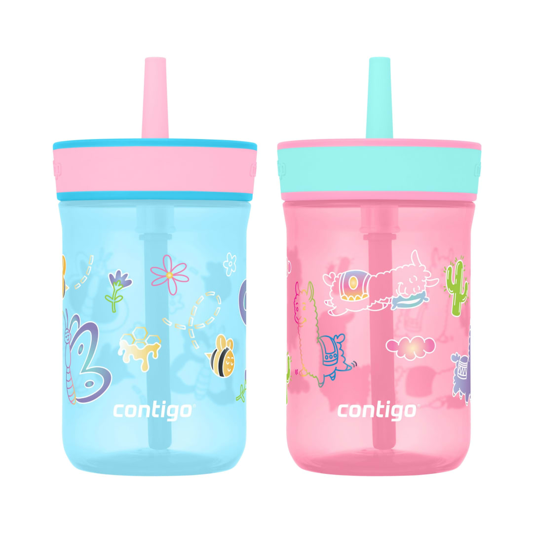 Contigo® Kids’ Leighton Straw Tumbler with Spill-Proof Lid, 14oz., 2 Pack