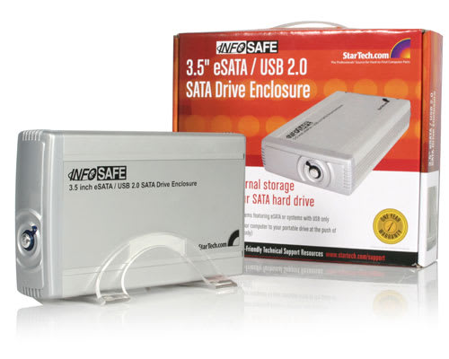InfoSafe 3.5" eSATA & USB 2.0 SATA Drive Enclosure w/OTB
