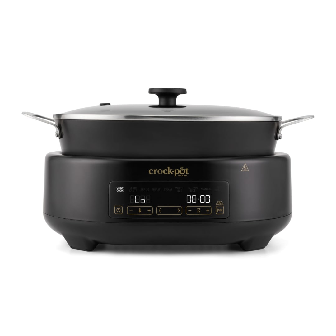 Crock-Pot® 6-Quart VersaCook Slow Cooker, Programmable Slow Cooker with LED Digital Display and 9 Cooking Settings, Black
