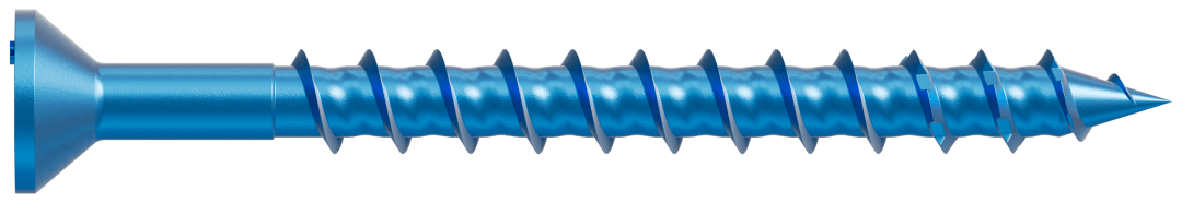 Simpson Strong-Tie TNT18214TFC25 Titen Turbo™ — 3/16 in. x 2-1/4 in. 6-Lobe Flat-Head Concrete and Masonry Screw, Blue (25-Qty)