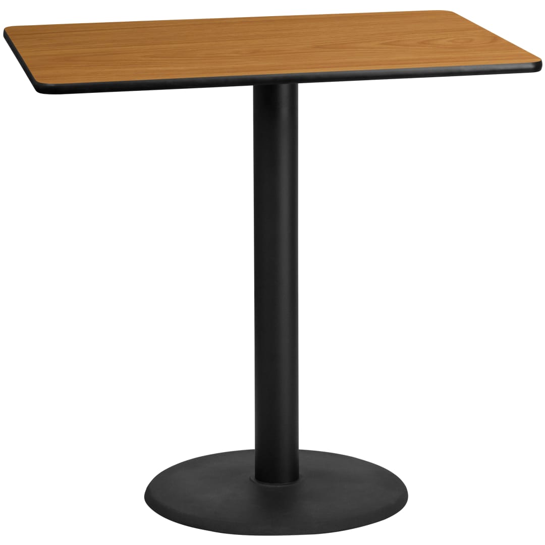 Stiles 30'' x 48'' Rectangular Natural Laminate Table Top with 24'' Round Bar Height Table Base