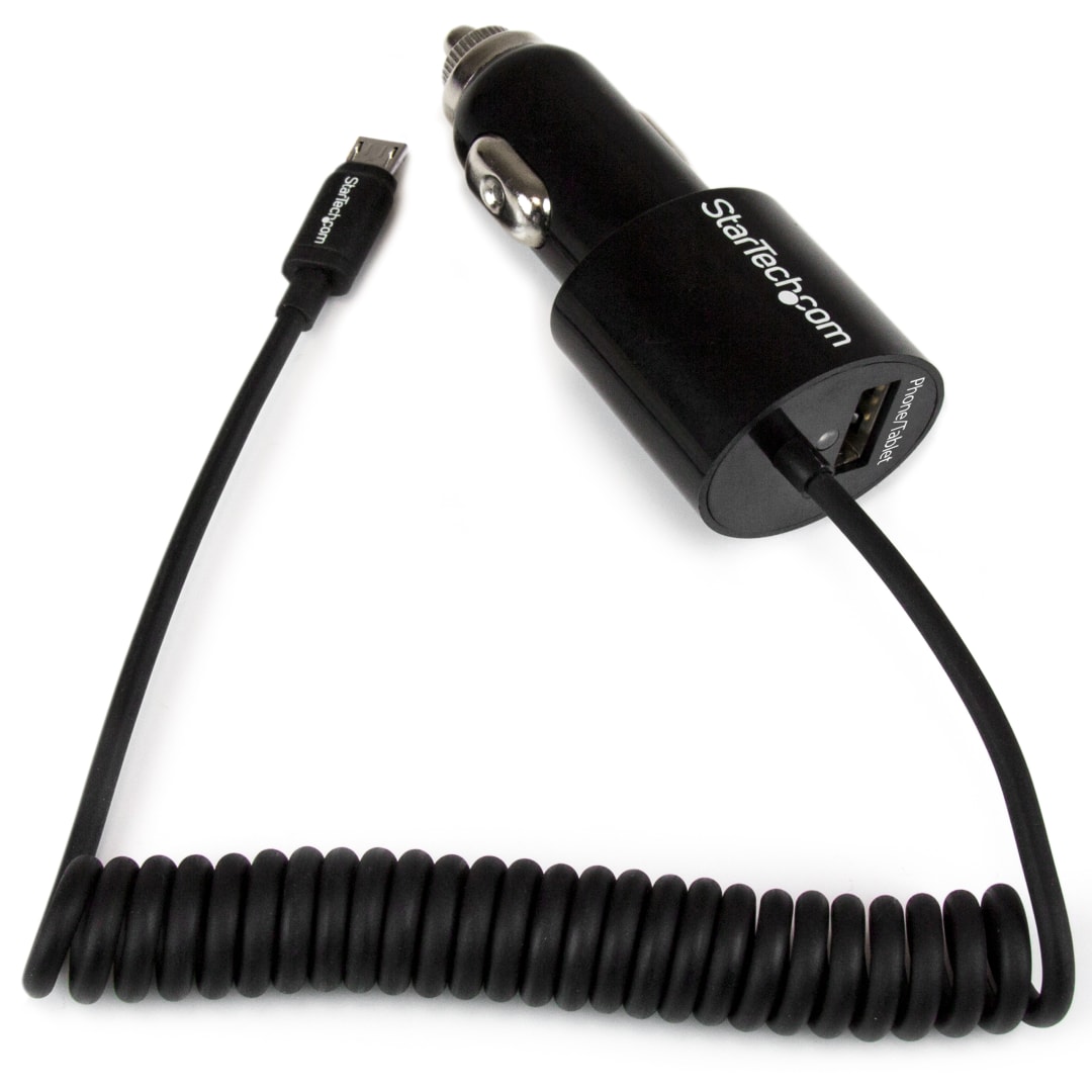 Micro USB 2 Port Black Car Charger Cable