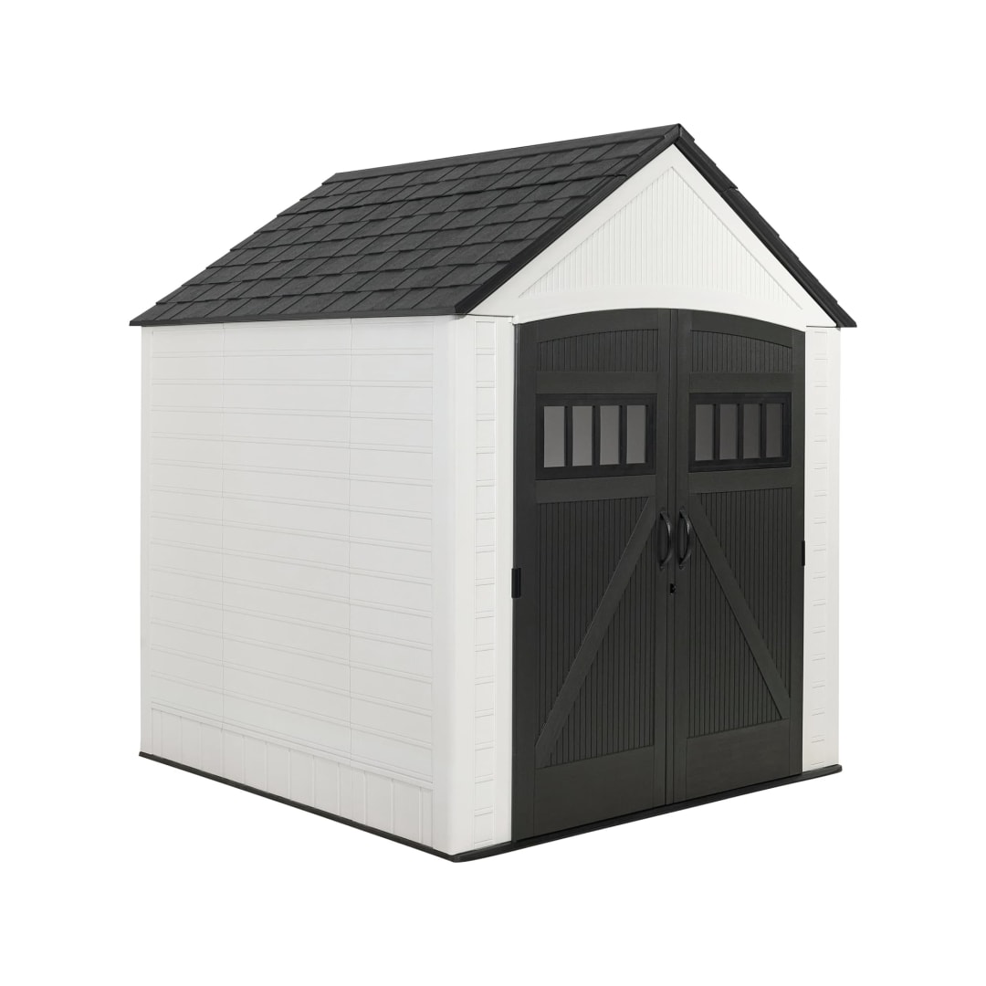 Rubbermaid Roughneck 7'x7' Storage Shed, White/Charcoal